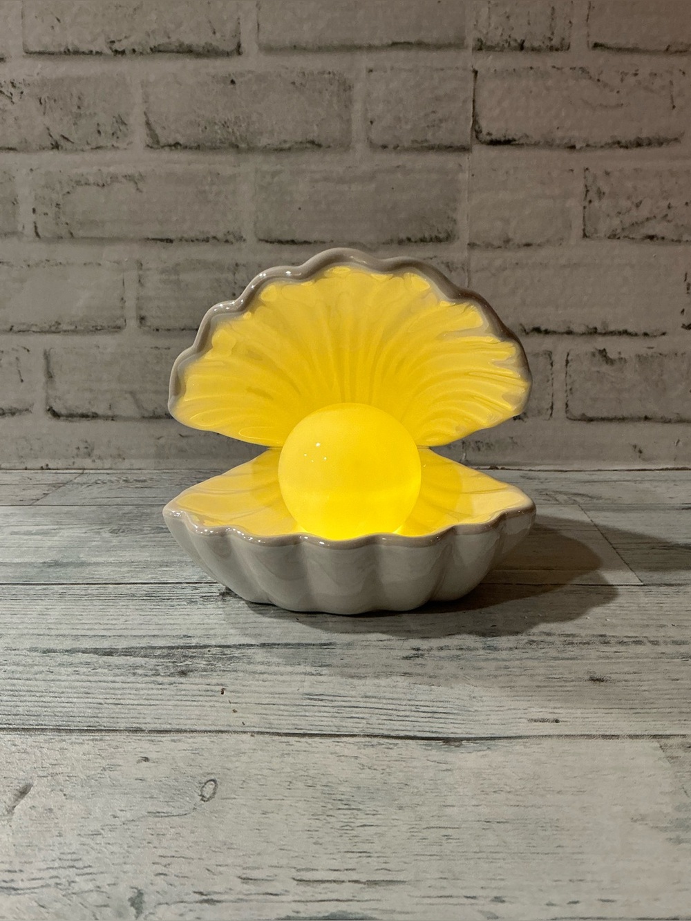 Merkury Ceramic 8in Shell Tabletop Light With Faux Pearl Bulb Cover